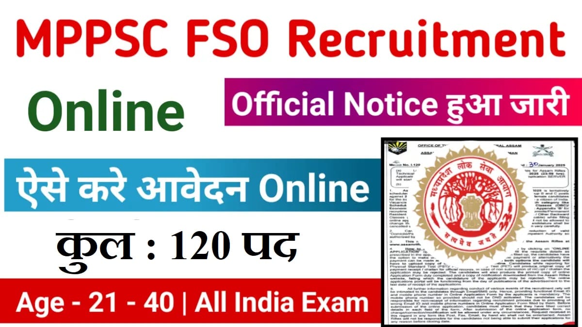 MPPSC Food Safety Officer FSO Recruitment 2025