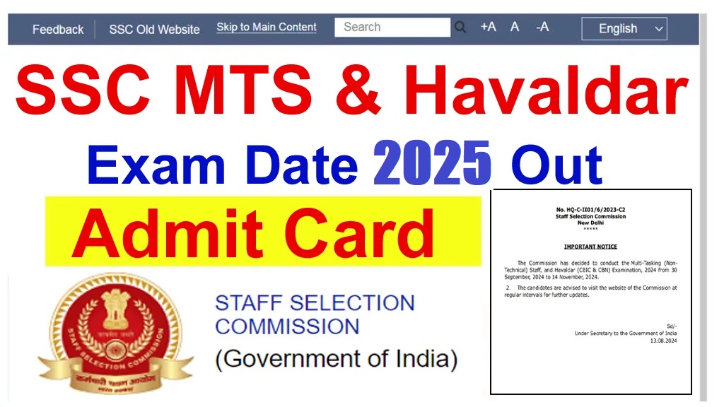 SSC MTS / Havaldar Exam Date 2026