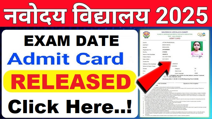 NVS Class 6 Exam Admit Card 2025