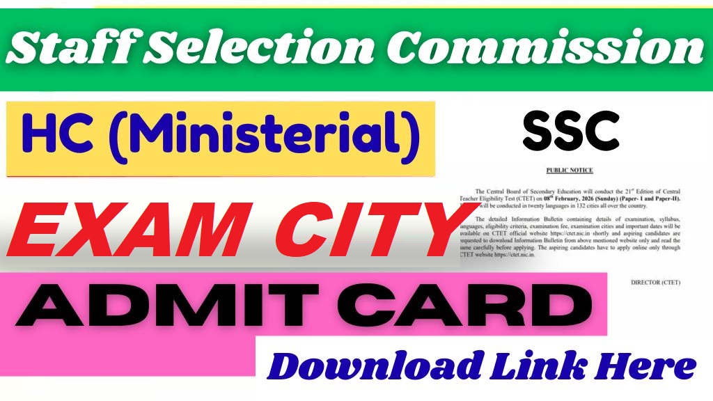 SSC Delhi Police HC (Ministerial) Exam City Details 2026
