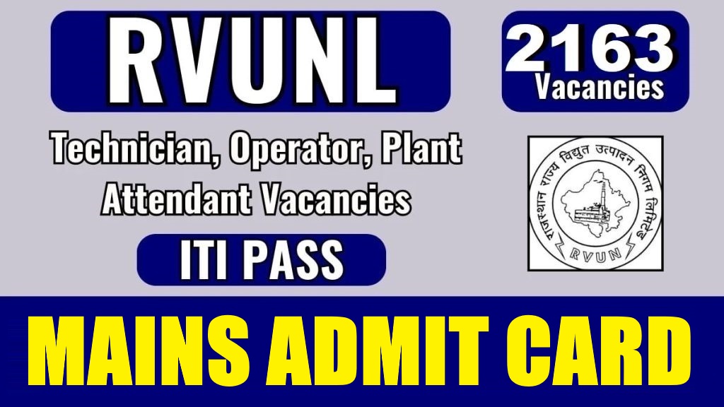 RRVUNL Technician Various Post Mains Admit Card 2026