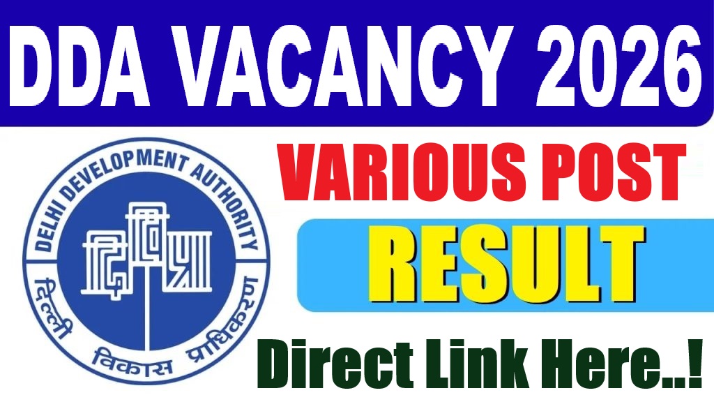 Delhi DDA Various Post Result 2026